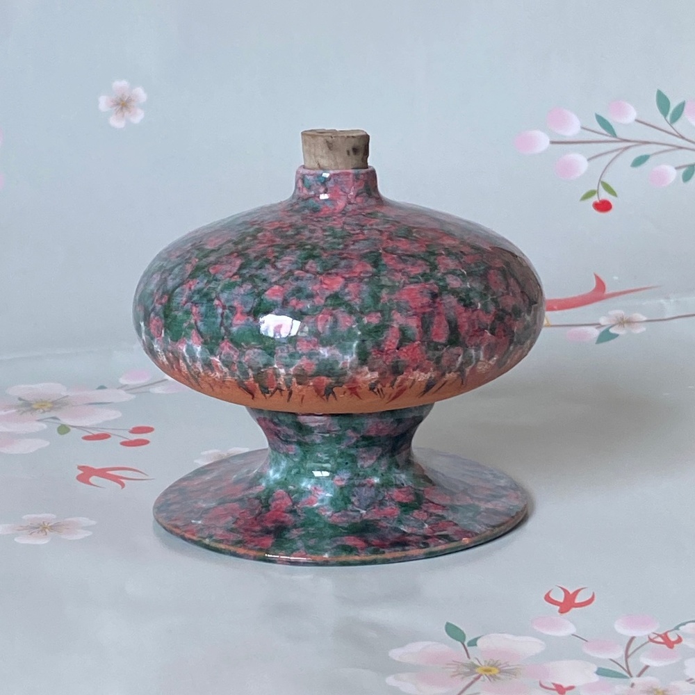 VTG I Ceramic Perfume Oil Corked Flacon Bottle & Pedestal